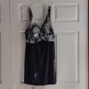Beach Scene Collection Plus Size Swim Dress in Black and White - NWT
